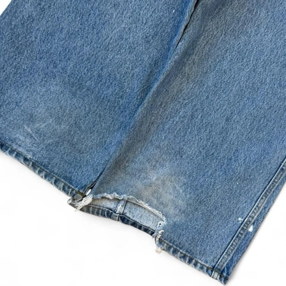 Vintage Hi Cut Line Baggy Wide Leg Carpenter Jeans Mens Size 38x32 Skater Grunge
